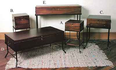 Keepsake box, end table, coffee table and console table on iron