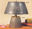 Willow tin lamp shade and lamp